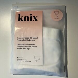 Knix Leakproof Logo Modal Rib French Cut - White L NWT
